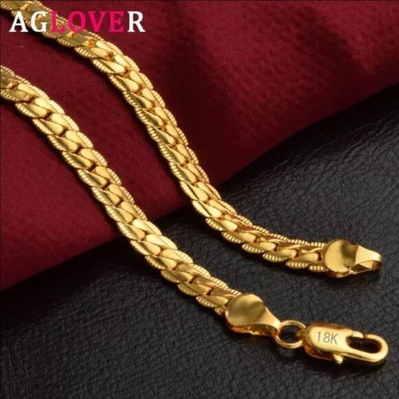 18K Gold 6mm Full Side Chain Necklace - Picture 7 of 7
